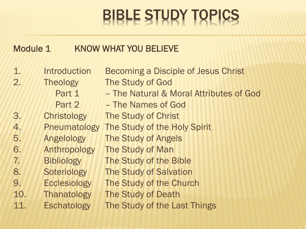 bible study topics for beginners