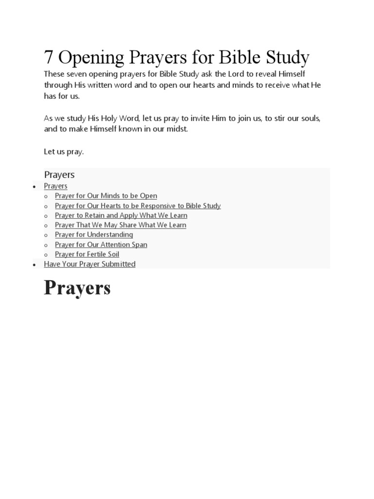 opening and closing prayer for bible study
